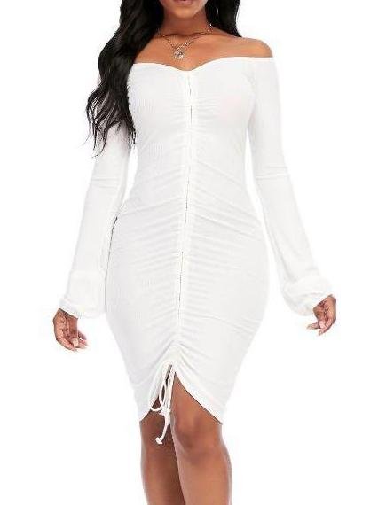 Women's Winter Off-the-shoulder Pure Color Dress - LuckyFash™
