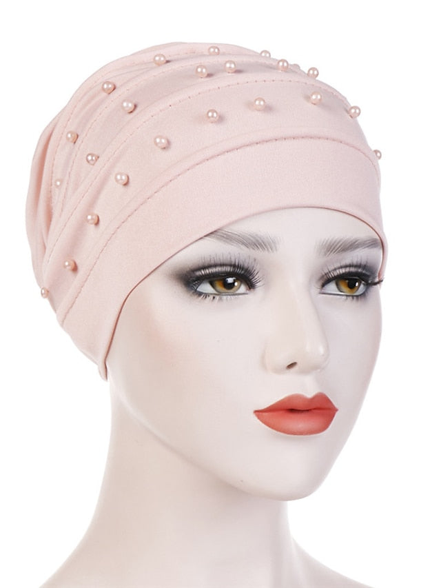 Fashion Muslim Women Turban Scarf Pearl Fold Turban Hat Cancer Chemo Beanies Cap Islamic Wrap Headscarf Musulman Femme Hijab Hair Accessories - LuckyFash™