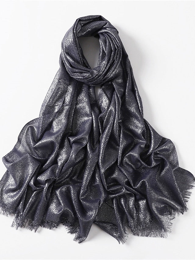 Women's Women's Shawls & Wraps Outdoor Dailywear Holiday Black Brown Purple Scarf Pure Color - LuckyFash™