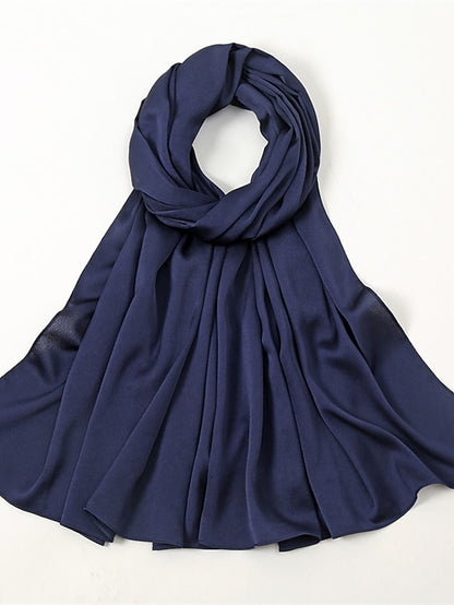 Crinkle Satin Hijab for Muslim Women Crepe Plain Shawl Wrinkle Solid Long Turban Islam Headscarf Solid Color Head Wrap Fashion - LuckyFash™
