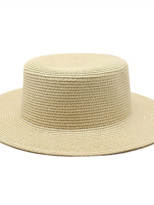 Sun Hats Women Caps Flat Top Wide Brim Straw Hat Summer Beach Casual White Black Hats - LuckyFash™