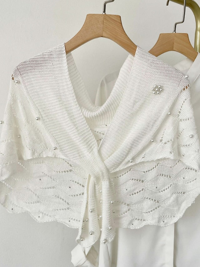 Casual Knitted Fake Collars for Women's Hollow Out Blouse Tops Shoulder Wraps Shawls Detachable False Collar Windproof Shawl - LuckyFash™