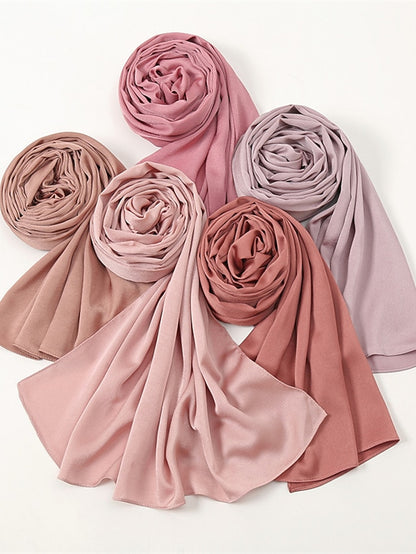 Crinkle Satin Hijab for Muslim Women Crepe Plain Shawl Wrinkle Solid Long Turban Islam Headscarf Solid Color Head Wrap Fashion - LuckyFash™