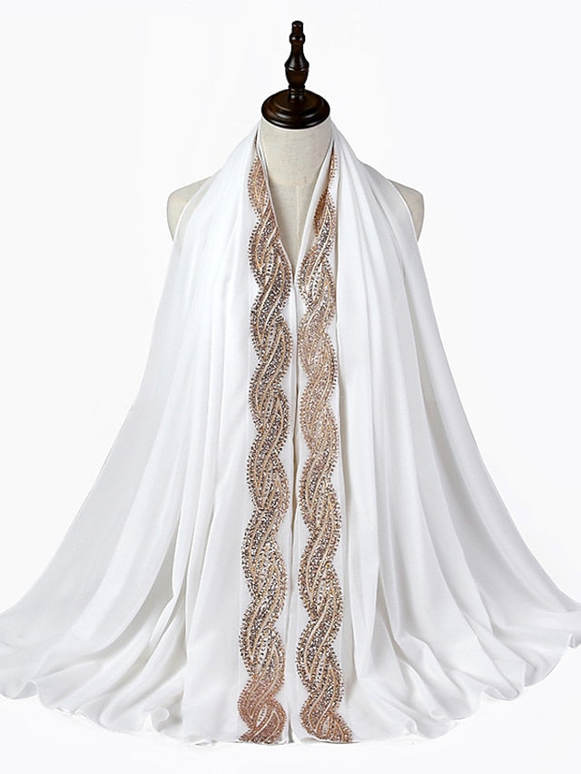 New Muslim Chiffon Hijab for Women Scarf with Sequins Femme Islam Glitter Headscarf Islamic Hijab Shawls Wraps - LuckyFash™