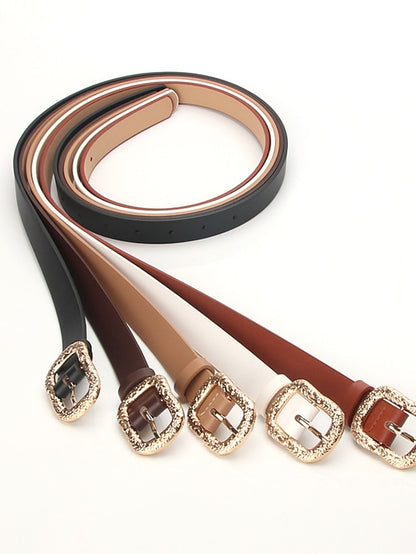 Women's Unisex PU Buckle Belt PU Leather Prong Buckle Plain Casual Classic Party Work Black Brown Coffee White - LuckyFash™