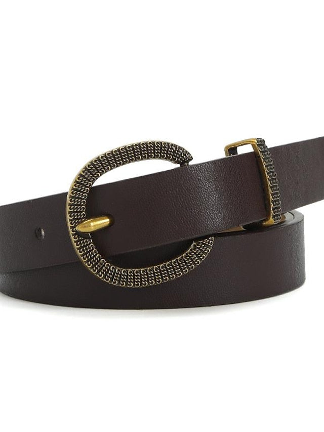 Women's PU Buckle Belt PU Leather Metal Bucke D-ring Classic Party Work Black Camel Brown Beige - LuckyFash™