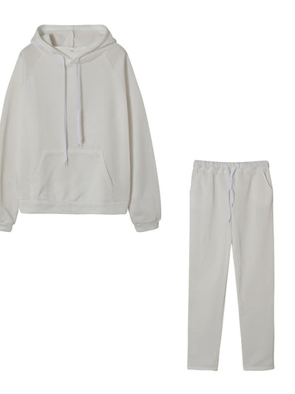 Women's Hoodie Tracksuit Pants Sets Streetwear Blue Pink Sports Outdoor Casual Daily Plain Drawstring Hooded S M L XL XXL - LuckyFash™