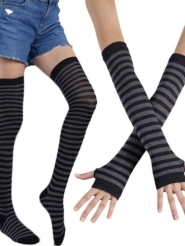 Women's Christmas Stockings Gloves Set Colorful Polyester Cotton Simple 1 Pair - LuckyFash™