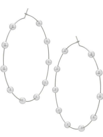 gold hoop pearls huge earrings thin lightweight circle jewelry for women - LuckyFash™