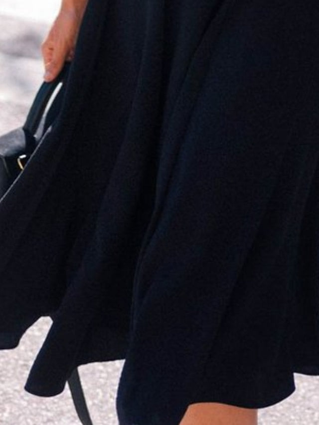 Women's Formal Dress Midi Dress Black Short Sleeve Pure Color Ruched Spring Summer V Neck Stylish 2023 S M L XL XXL 3XL - LuckyFash™