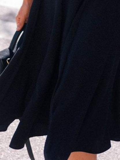 Women's Formal Dress Midi Dress Black Short Sleeve Pure Color Ruched Spring Summer V Neck Stylish 2023 S M L XL XXL 3XL - LuckyFash™