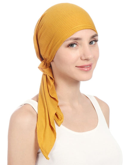 New Elastic Cotton Solid Color Wrap Head Scarf Hats Muslim Turban Bonnet For Women Inner Hijab Hat Fashion Female Turbantes Caps - LuckyFash™