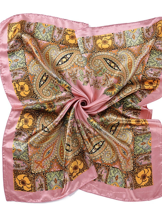 New Fashion Women Silk Scarf Square Holiday Print Head Scarfs Female Satin Hijab Scarves Shawl Wrap Lady Headband Foulard - LuckyFash™