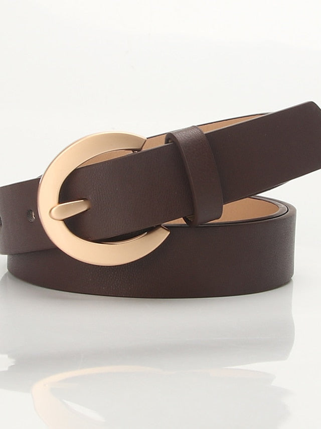 Women's Unisex PU Buckle Belt PU Leather Prong Buckle D-ring Casual Classic Gift Daily White Black Orange Brown - LuckyFash™