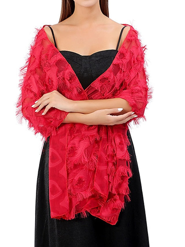 Women's Women's Shawls & Wraps Party Wedding Cocktail Party Black Silver White Scarf Pure Color - LuckyFash™