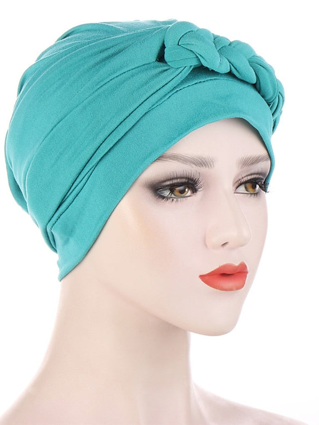 Women Lady Muslim One Half Braid Head Turban Wrap Cover Soft Hat Hair Loss Bonnet Beanies - LuckyFash™