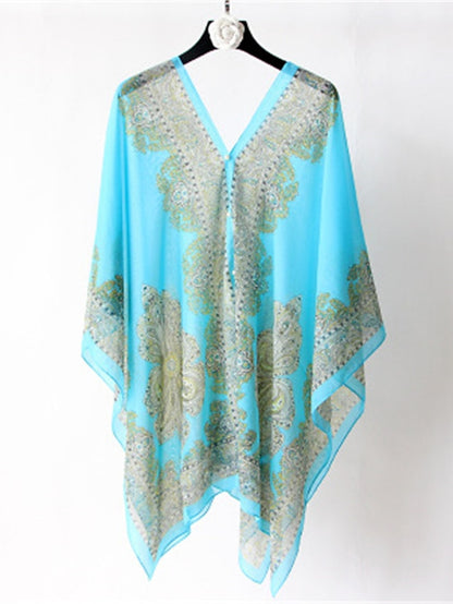 Fashion Women Scarf Shawl Poncho Printed Sunscreen Scarf Sun Protection Shawl Beach Shawl Bikini Cover Soft Comfortable - LuckyFash™