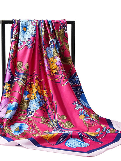 New Sunscreen Headcloth Thin Style 90X90CM Beach Kerchief Flower Print Square Scarves Fashion Muslim Shawls - LuckyFash™