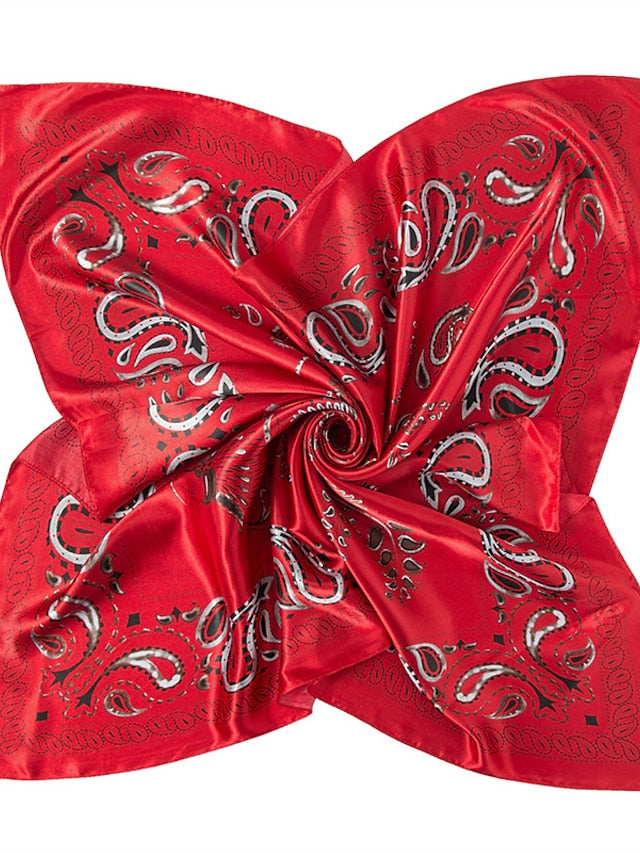 Printing Scarf Headwraps For Women Vintage Four Seasons Hair Scarve 90*90cm Square Hijab Foulard Bandana Femme Headscarf - LuckyFash™