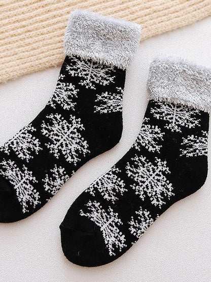 Women's Crew Socks Thick Winter Warm Socks Home Christmas Work Polyester Spandex Nylon Basic Casual Warm Elastic Casual 1 Pair - LuckyFash™