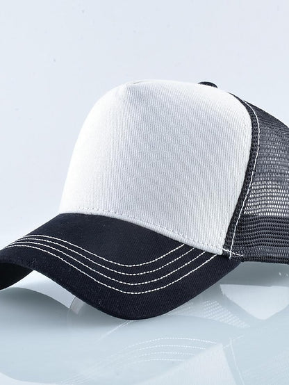 solid color cotton baseball cap european and american retro mesh cap peaked cap trucker hat men's spring and autumn simple tennis cap - LuckyFash™
