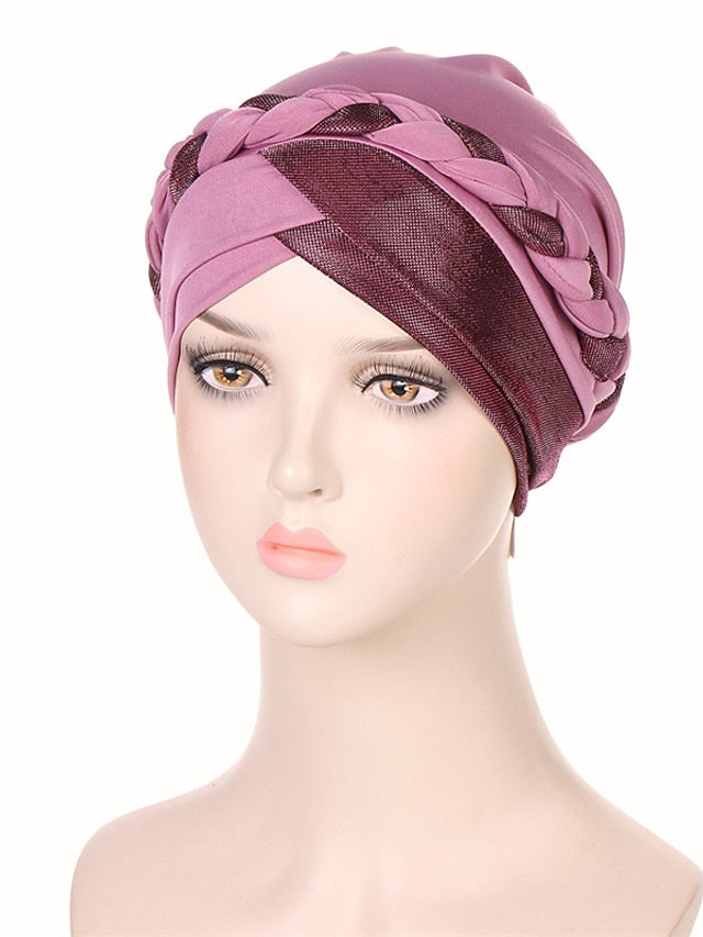 Muslim Turban Glitter Braids Women Forehead Cross Inner Hijab Islamic Head Wrap Arab Underscarf Bonnet Stretchy Cap - LuckyFash™
