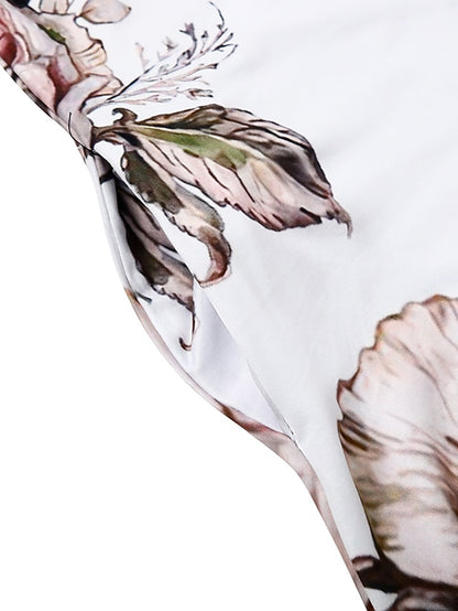 Women's Floral Crew Neck Long Dress Maxi Dress Casual Dress Print Dress Casual Outdoor Daily Weekend Print Long Sleeve Dress Regular Fit White Fall Spring S M L XL XXL - LuckyFash™