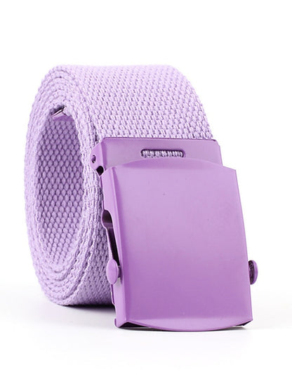 Women's Unisex Web Belt Canvas Sliding Buckle Plain Casual Classic Party Daily Violet Green White Black - LuckyFash™