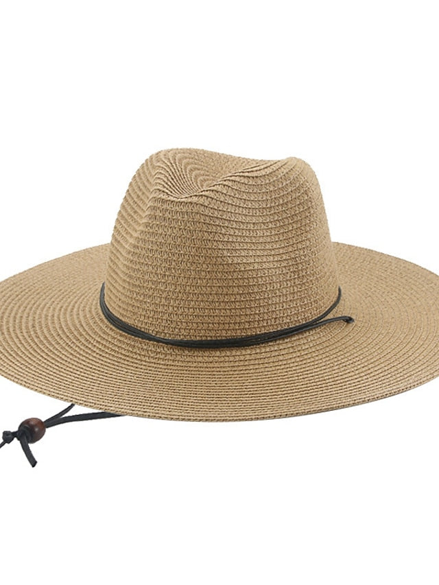 Women's Hat Straw Hat Black Khaki Beige Outdoor Daily Holiday Braided Pure Color Portable Sun Protection Breathable - LuckyFash™