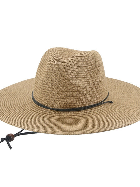 Women's Hat Straw Hat Black Khaki Beige Outdoor Daily Holiday Braided Pure Color Portable Sun Protection Breathable - LuckyFash™