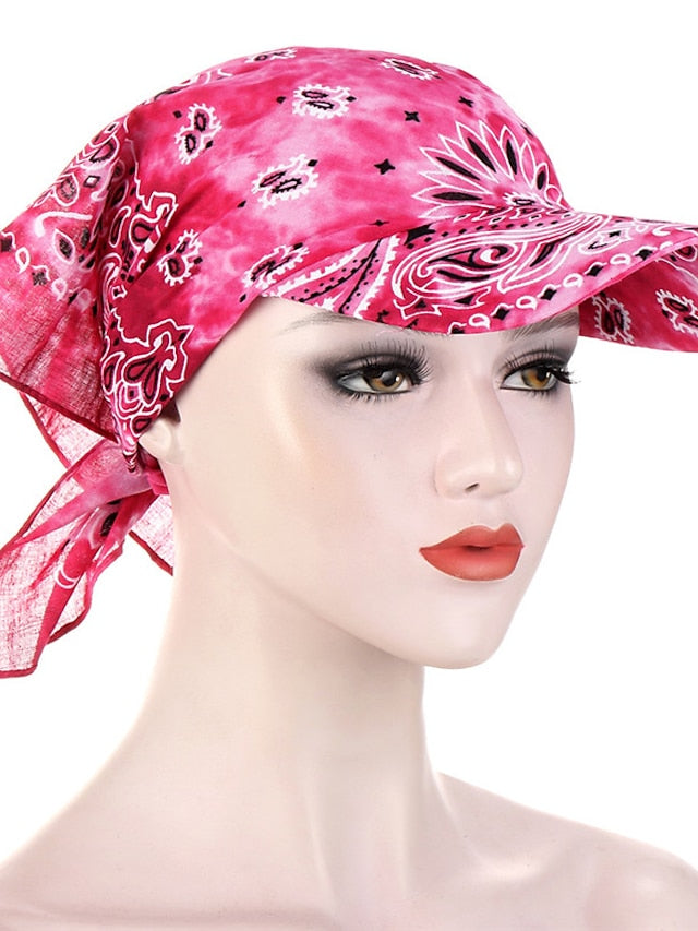 Women Bandana Scarf Cap Sunscreen Hedging Cap Printed Brim Baseball Cap Colorful Sunshade Hooded Scarf Headpiece Headscarf Baseball Hat - LuckyFash™