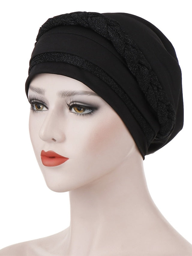India Muslim Women Hijab Hat Two Color Splicing Cap Braid Turban Headscarf Islamic Head Wrap Lady Beanie Bonnet Hair Loss Cover - LuckyFash™