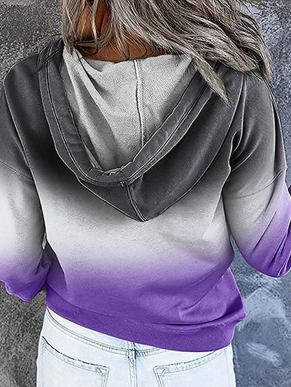 Women's Hoodie Sweatshirt Pullover Streetwear Casual Front Pocket Green Blue Purple Gradient Casual Hooded Long Sleeve S M L XL XXL - LuckyFash™