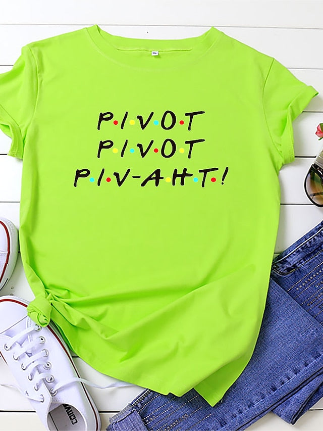 friends shirt women pivot friend t shirt letters print short sleeve casual letters printed top tee grey - LuckyFash™