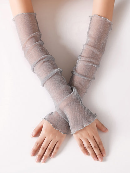 Women's Fingerless Gloves Outdoor Party Evening Daily Solid Colored Polyester Acrylic Fibers Bridal Gloves Sexy Lolita Anti-UV 1 Pair - LuckyFash™