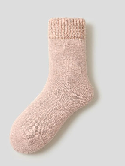 Women's Crew Socks Thick Winter Warm Socks Home Office Work Solid Color Wool Spandex Nylon Basic Casual Classic Warm Casual 1 Pair - LuckyFash™
