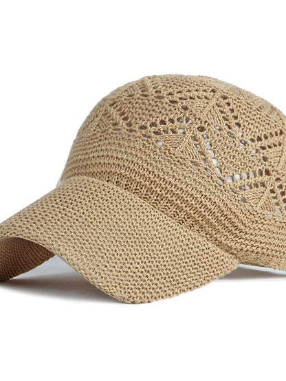 Glossy Ladies Knitting Sun Hat Summer Outdoor Hollow Mesh Breathable Sunshade Hats New Fashion All-Match Lady Baseball Hat - LuckyFash™