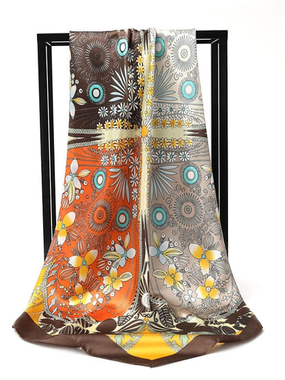 Newest Square Silk Scarf Women Print Simple Hijab Headband Wraps Muslim Headscarf Bandana Foulard Female 90*90cm - LuckyFash™