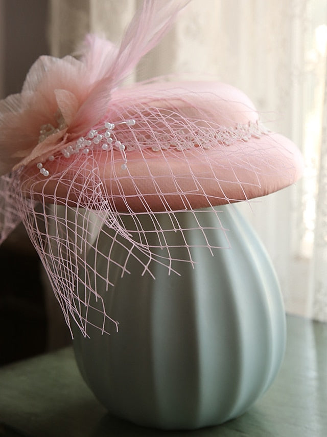 Women's Hat Bucket Hat Black Pink Royal Blue Wedding Party Festival Mesh Pure Color Warm - LuckyFash™