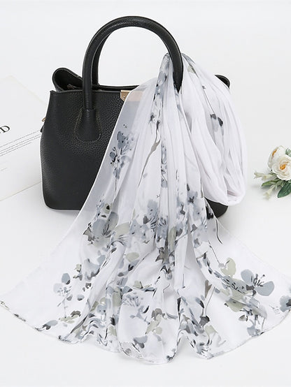 Spring Summer Fashion Floral Thin Style Chiffon Shawl Scarf Lady Print Soft Holiday Beach-up Wrap 150*50Cm - LuckyFash™