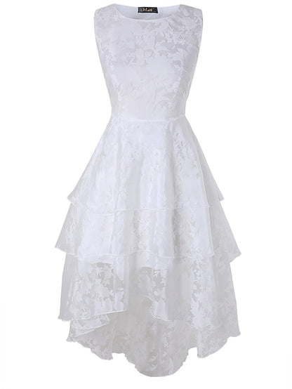 Women's Lace Dress Cocktail Dress Swing Dress Midi Dress White Green Gray Sleeveless Floral Lace Summer Spring Crew Neck Party Birthday Evening Party Wedding Guest 2023 S M L XL 2XL 3XL / Vacation - LuckyFash™