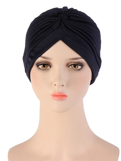 Female Stylish Indian Big Flower Solid Color Turban Hat Comfortable Women Muslim Pullover Hat African Head Wrap Hijab Cap Headwear - LuckyFash™
