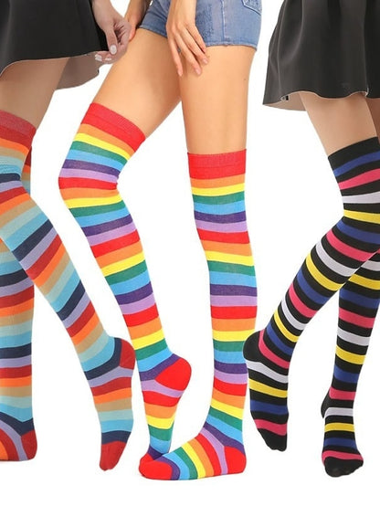 Women's Stockings Work Daily Holiday Rainbow Polyester Cotton Simple Casual Lolita Casual Cute Casual / Daily 1 Pair - LuckyFash™