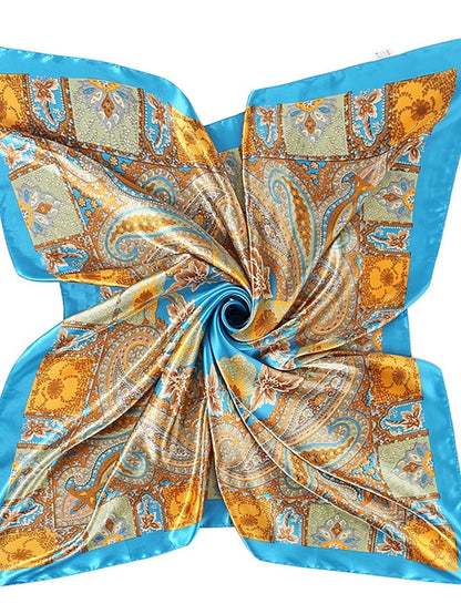 New Fashion Women Silk Scarf Square Holiday Print Head Scarfs Female Satin Hijab Scarves Shawl Wrap Lady Headband Foulard - LuckyFash™