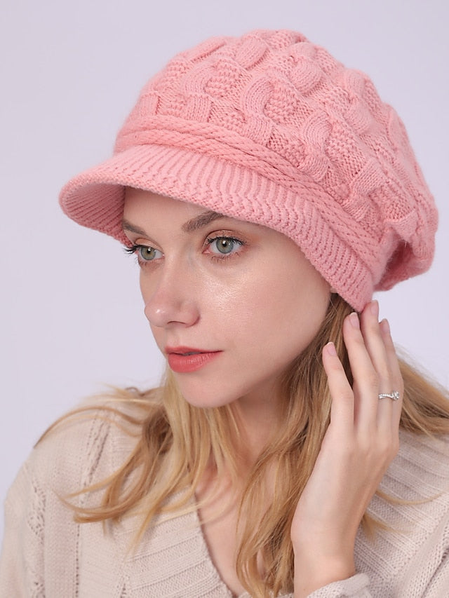 Warm Knitting Beret Hat Winter Women Solid Cap Outdoor Windproof Ear Protection Skiing Hiking Girls Caps - LuckyFash™