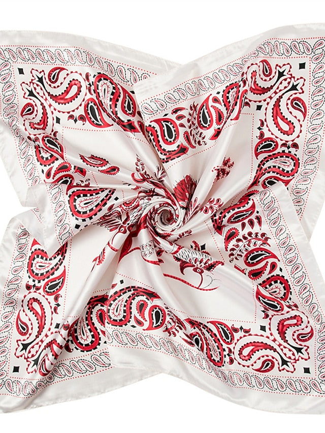 Printing Scarf Headwraps For Women Vintage Four Seasons Hair Scarve 90*90cm Square Hijab Foulard Bandana Femme Headscarf - LuckyFash™