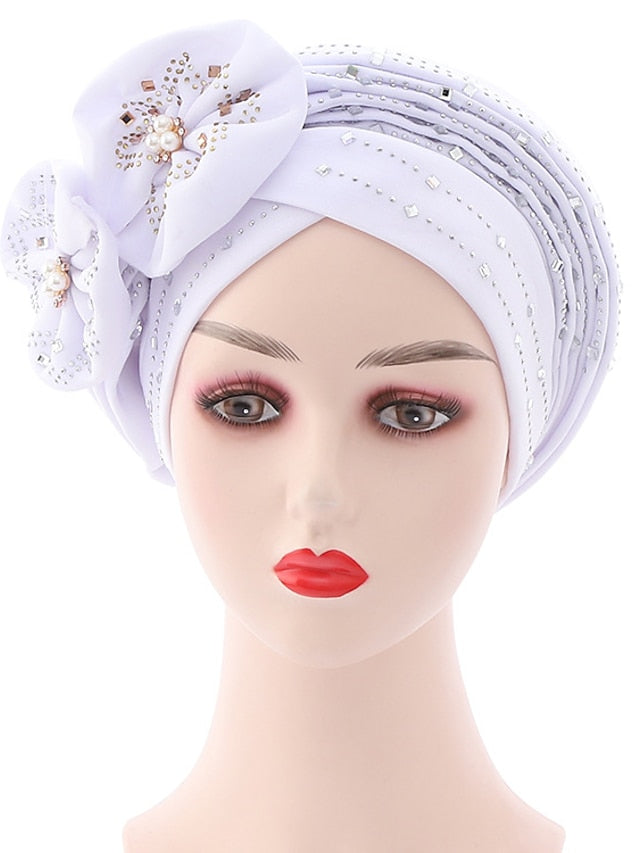 Women's Beanie / Slouchy Party Dailywear Sports Outdoor Beaded Flower Flower Black White Hat Basic Red Fall  Winter - LuckyFash™