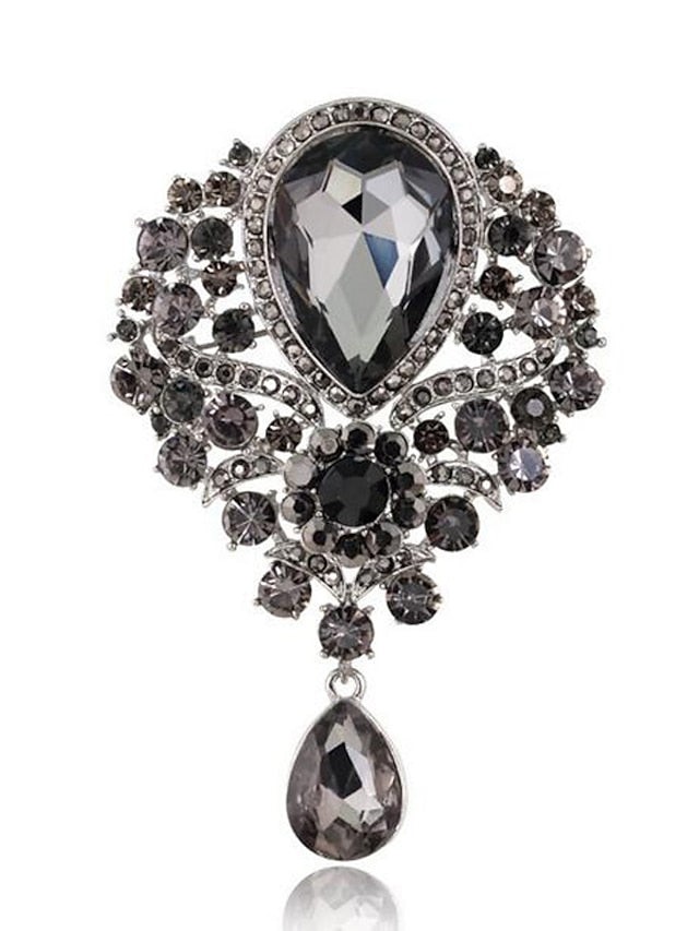 Women's Brooches Pear Cut Solitaire Party Ladies Luxury Work Fashion Crystal Cubic Zirconia Rhinestone Brooch Jewelry Purple Blue Gold For Party Wedding Special Occasion Anniversary Birthday Gift - LuckyFash™