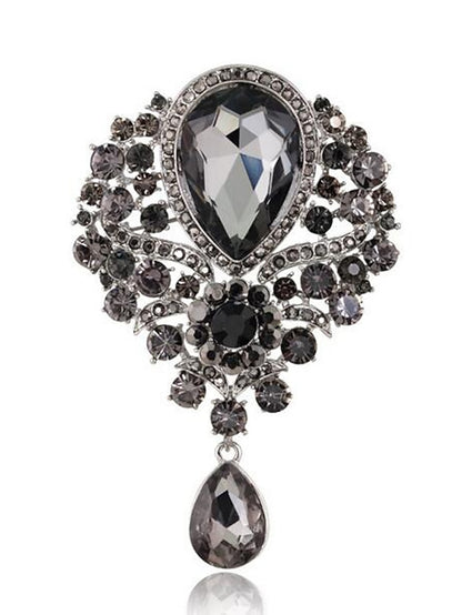 Women's Brooches Pear Cut Solitaire Party Ladies Luxury Work Fashion Crystal Cubic Zirconia Rhinestone Brooch Jewelry Purple Blue Gold For Party Wedding Special Occasion Anniversary Birthday Gift - LuckyFash™