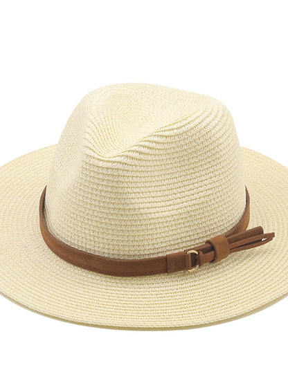 New Summer Straw Sun Hat Women Wide Brim Summer Outing Sun Visor Holiday Cool Hat Seaside Beach Sunscreen Hat Lady Jazz Hat - LuckyFash™